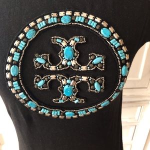 Tory Burch Tops - Tory Burch T-shirt with Logo in Turquoise Stones. Tory Burch Tops - Tory Burch T-shirt with Logo in Turquoise Stones.